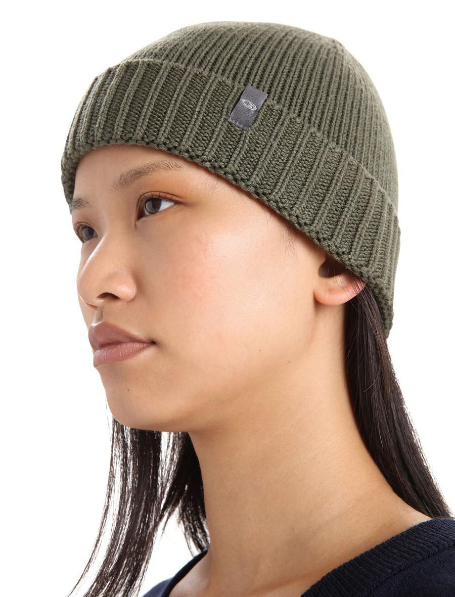 Women's Icebreaker Unisex Merino Vela Cuff Beanie Hats Loden | CA 1473NWYB